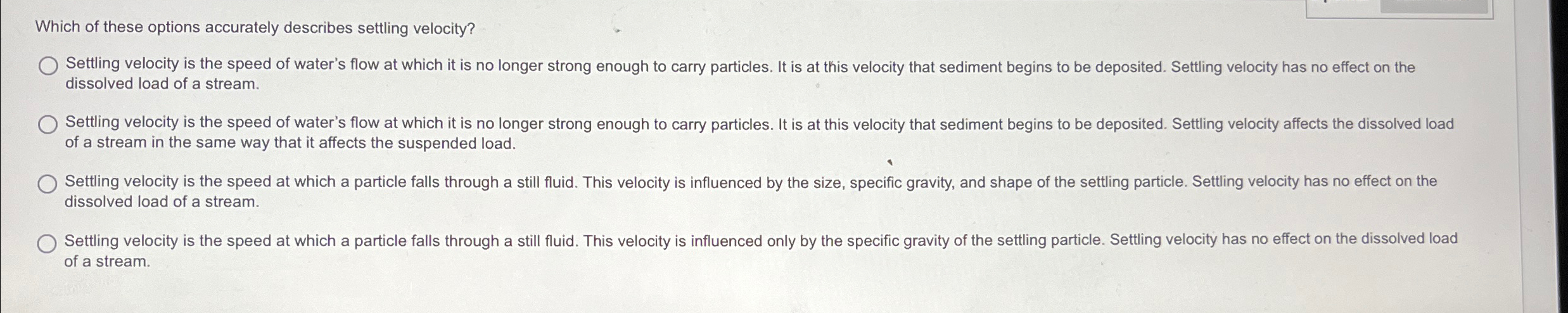 Which of these options accurately describes