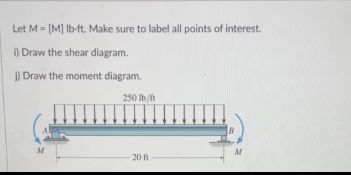 Let M = [ M ] lb . ft . Make sure to label all