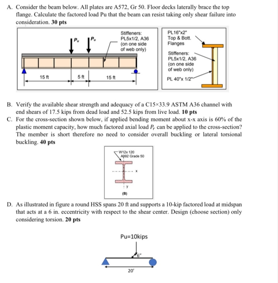 A . Consider the beam below. All plates are A 5 7