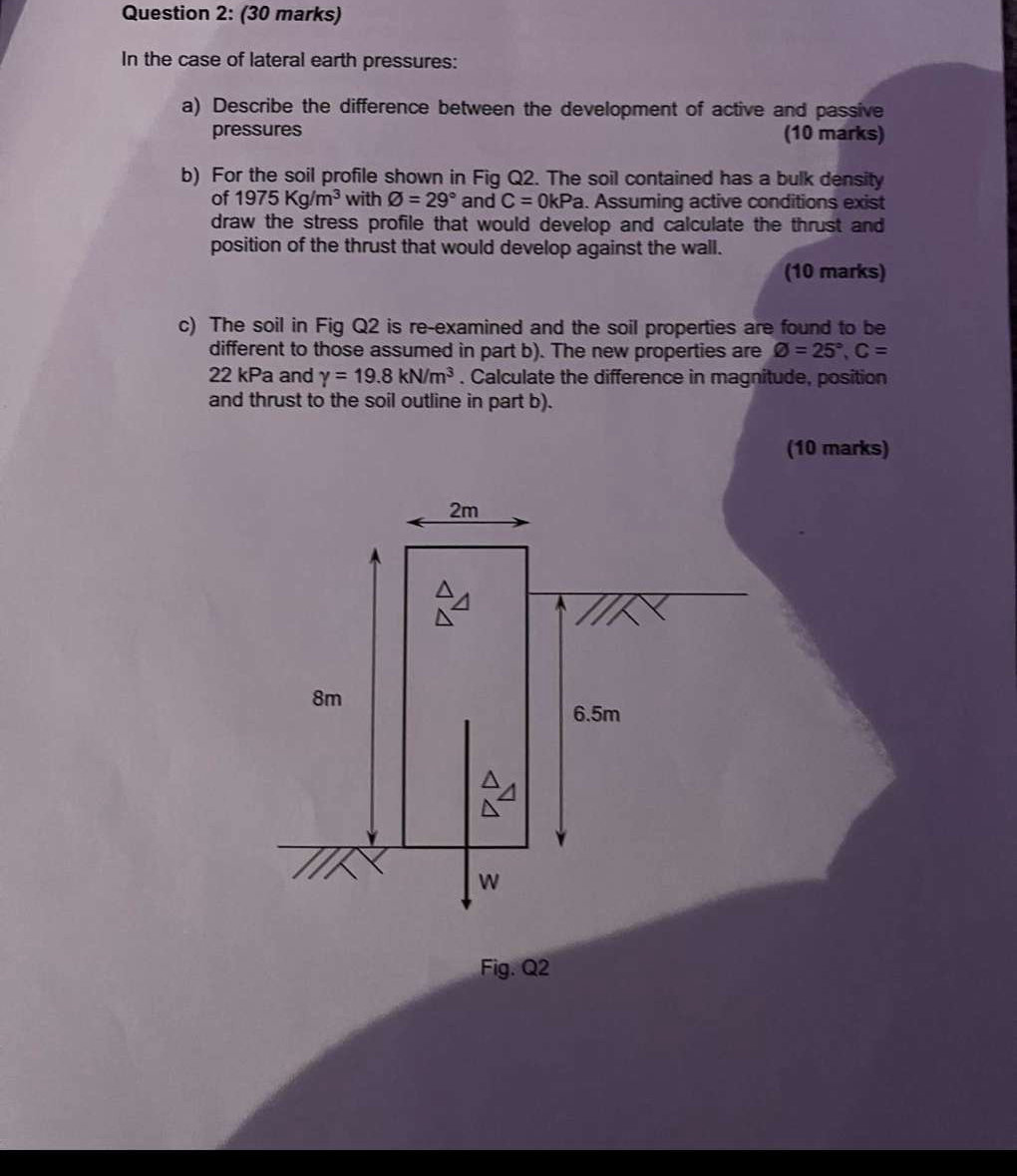 Question 2 Civil engineering geotechnical .