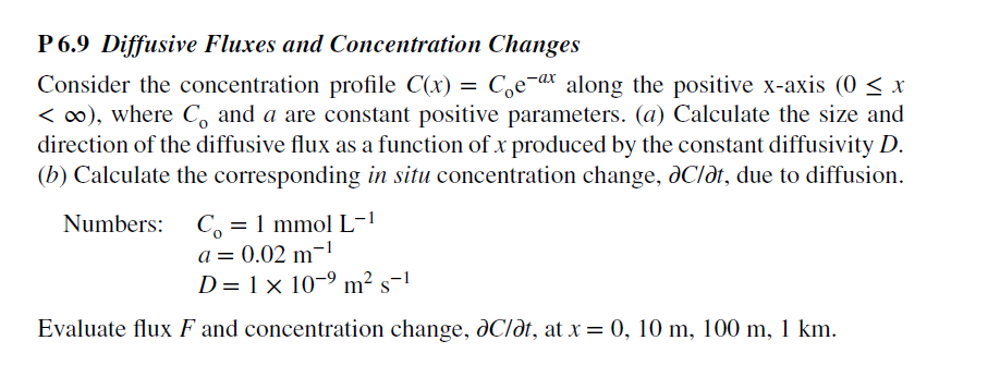 P 6 . 9 Diffusive Fluxes and Concentration