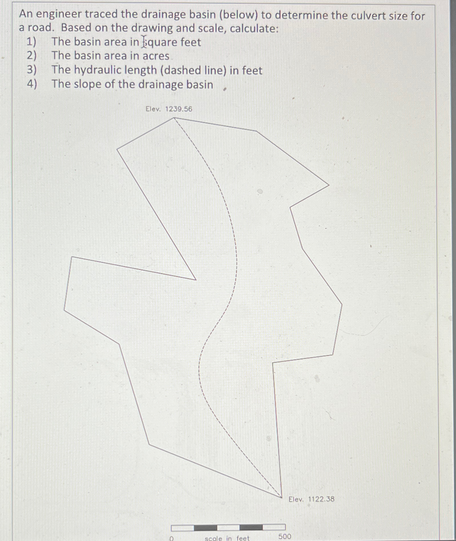 An engineer traced the drainage basin ( below )