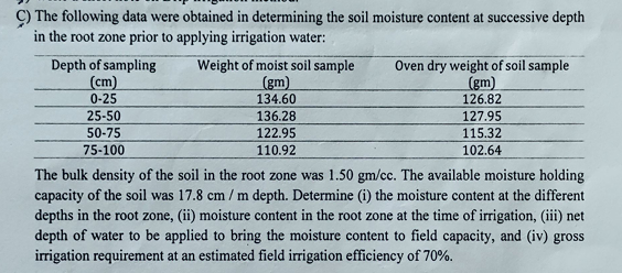 C ) The following data were obtained in