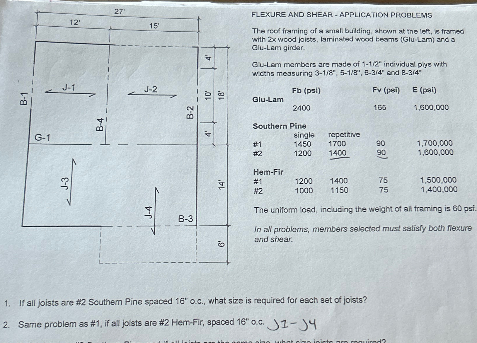 FLEXURE AND SHEAR - APPLICATION PROBLEMS The roof