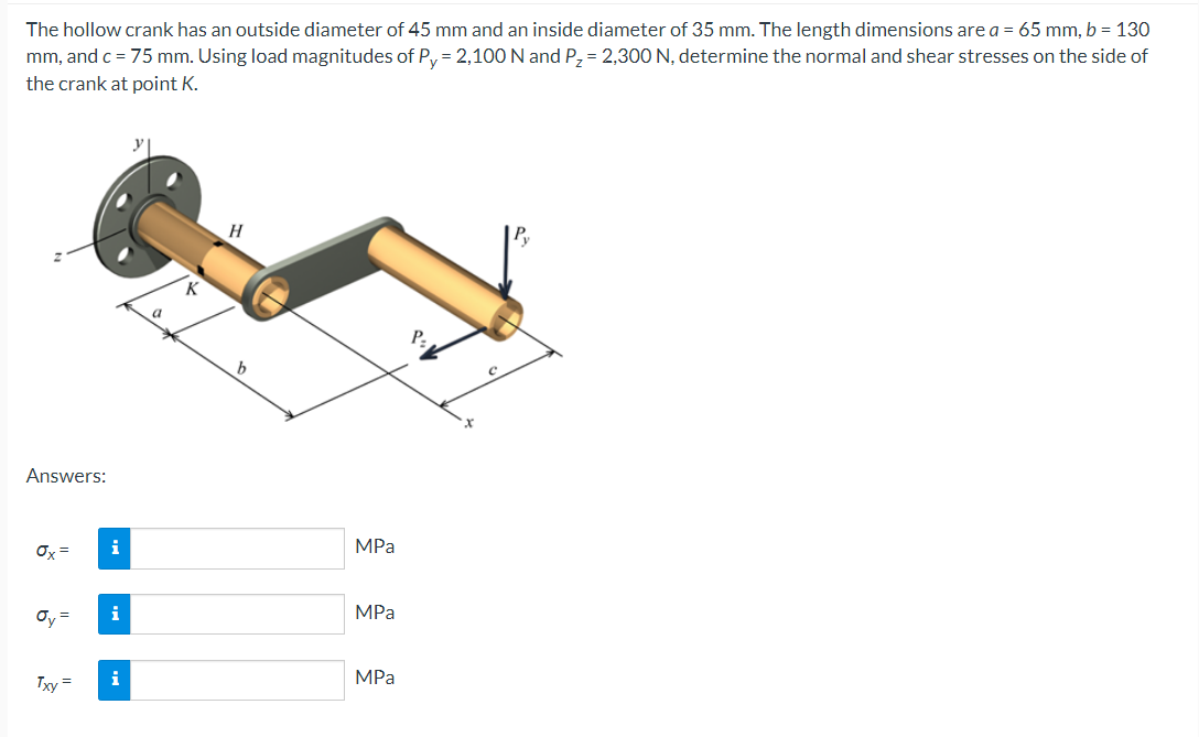 The hollow crank has an outside diameter of 4 5 m