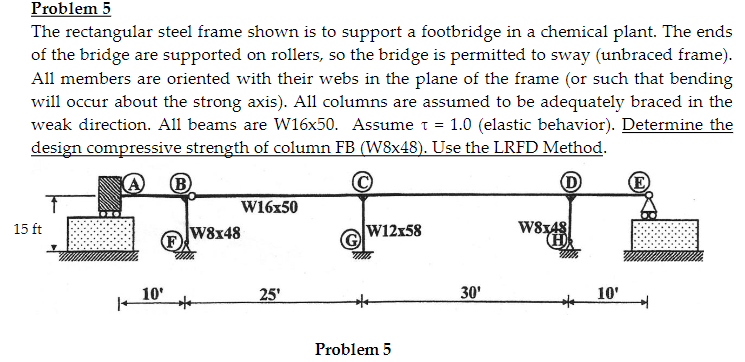 Problem 5 The rectangular steel frame shown is to