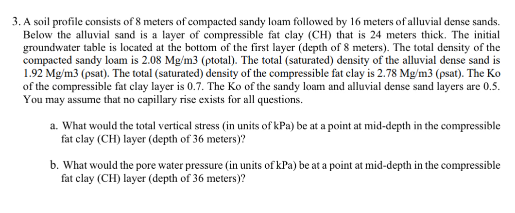 A soil profile consists of 8 meters of compacted