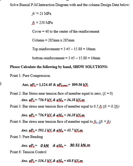 Solve Biaxial P - M Interaction Diagram with and