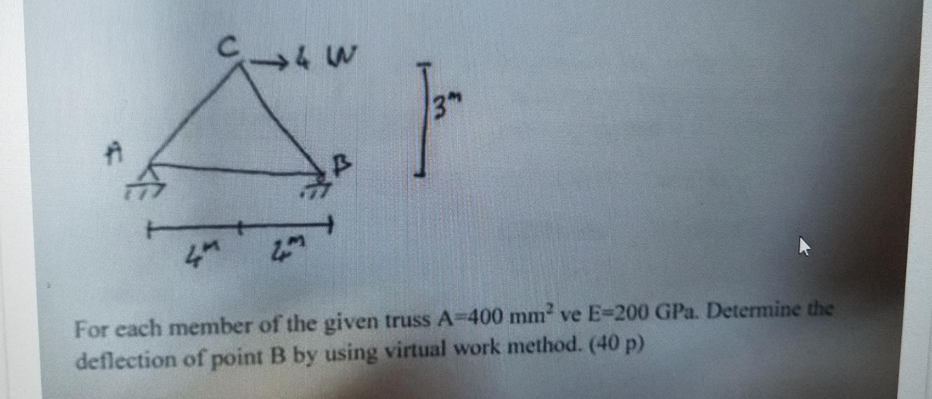 3 m For each member of the given truss A = 4 0 0