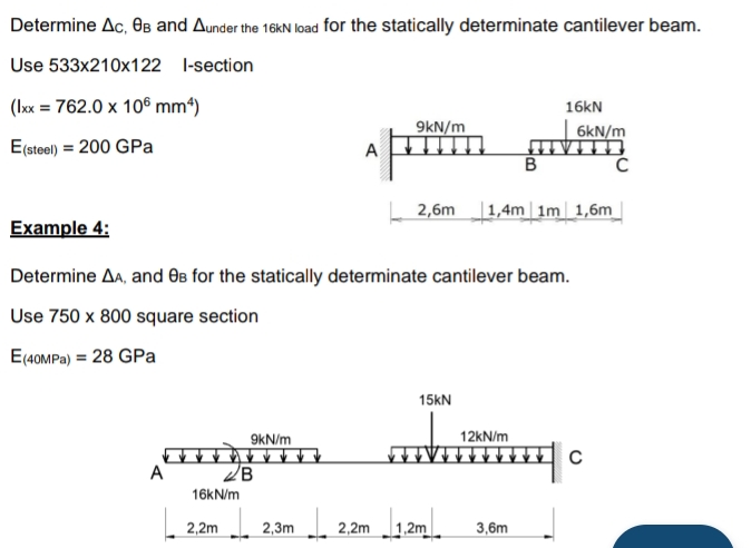 Determine C , B and u n d e r t h e 1 6 k N load