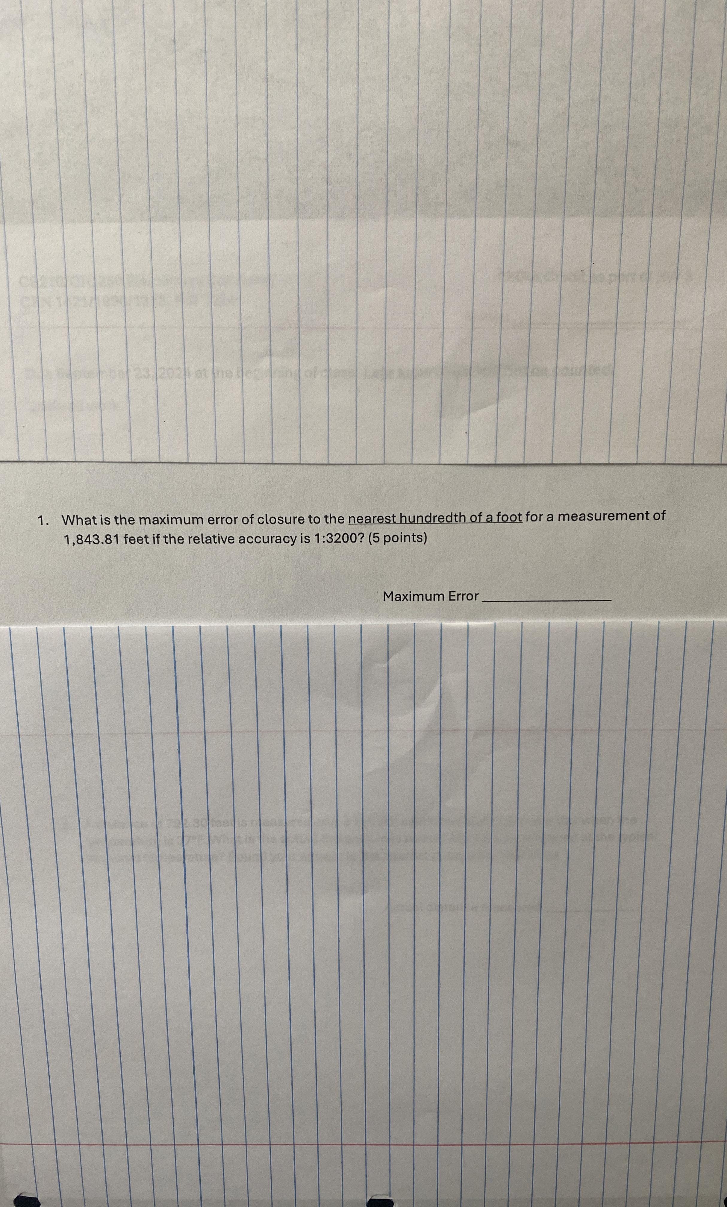 What is the maximum error of closure to the