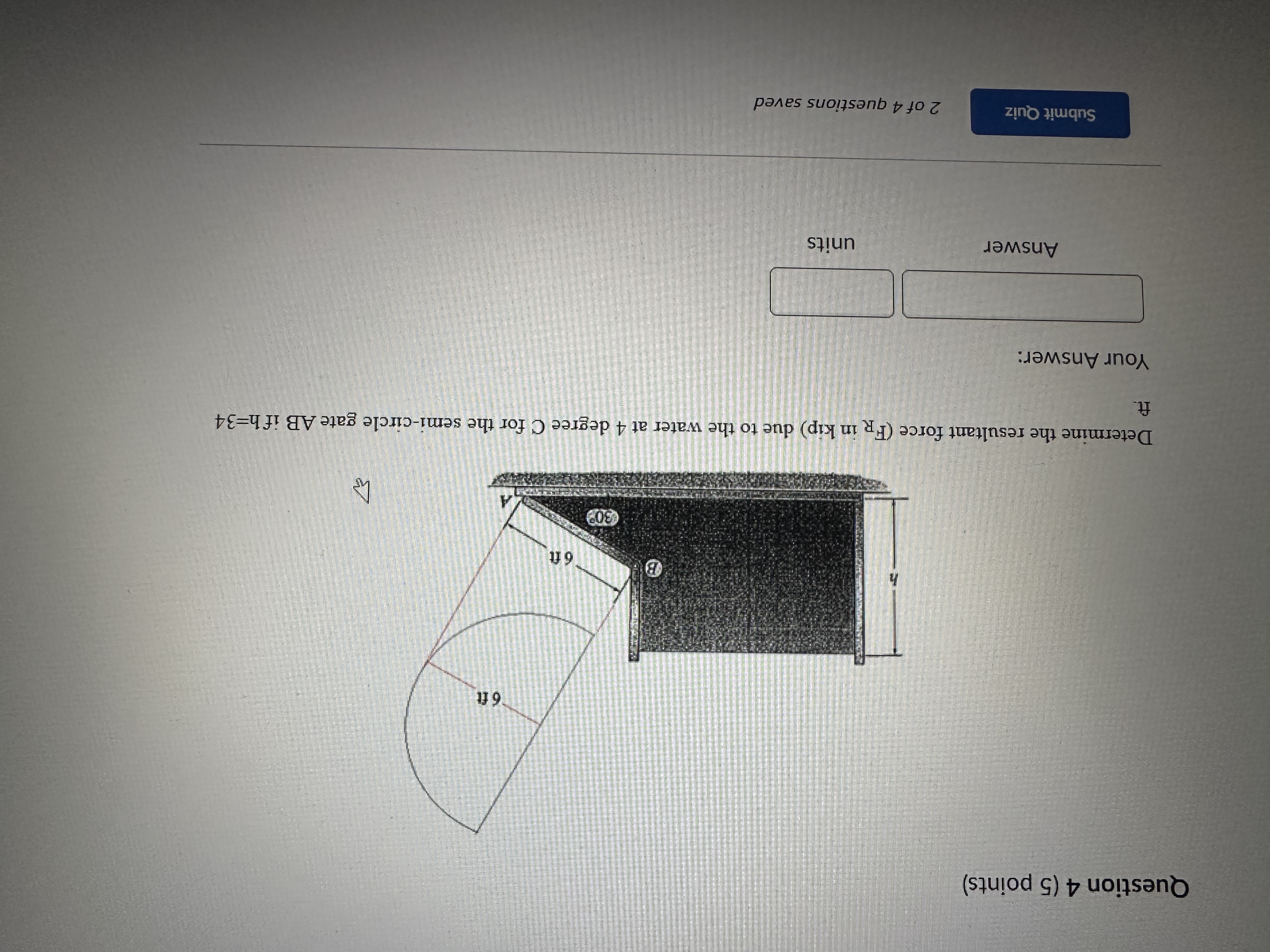Question 4 ( 5 points ) Determine the resultant