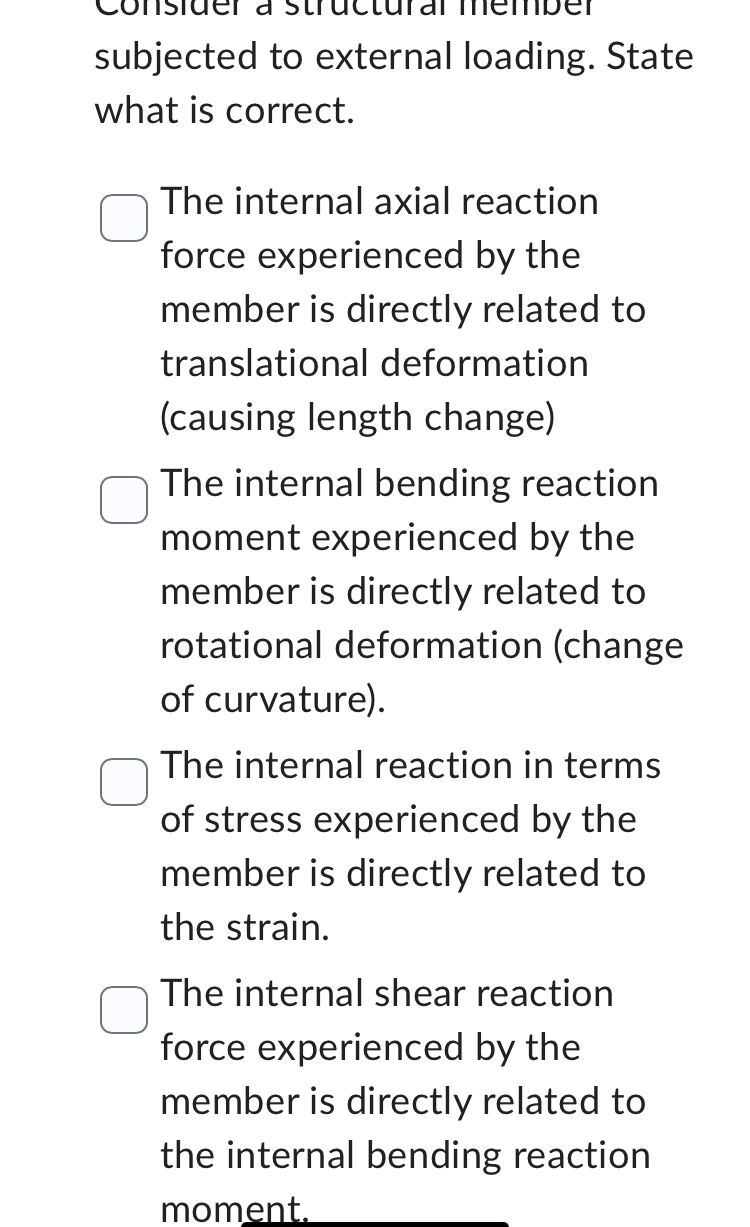 subjected to external loading. State what is