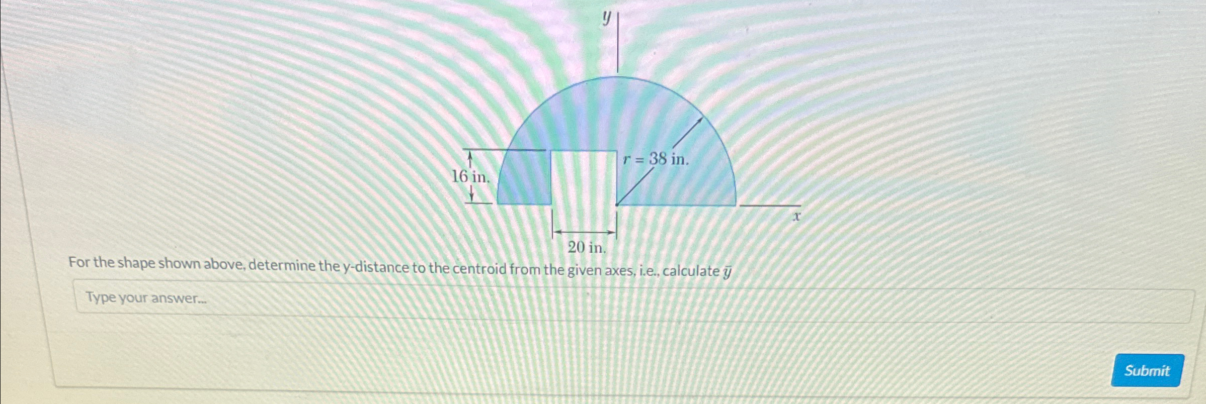 II I For the shape shown above, determine the y -