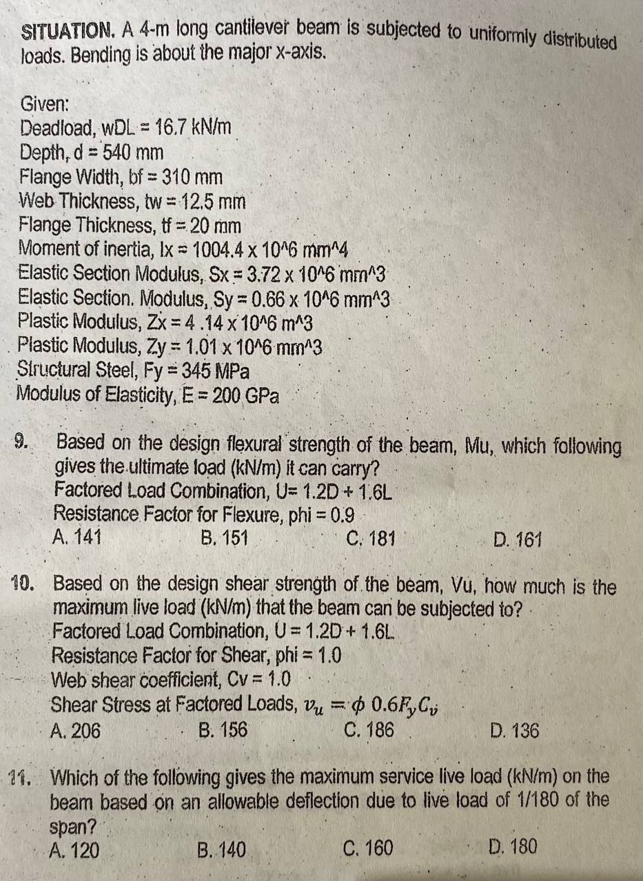 SITUATION. A 4 - m long cantilever beam is