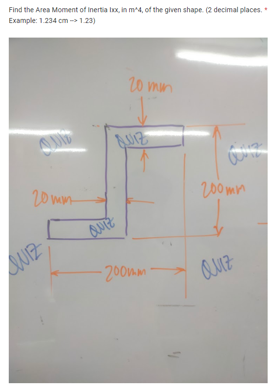 Find the Area Moment of Inertia | , in m 4 , of