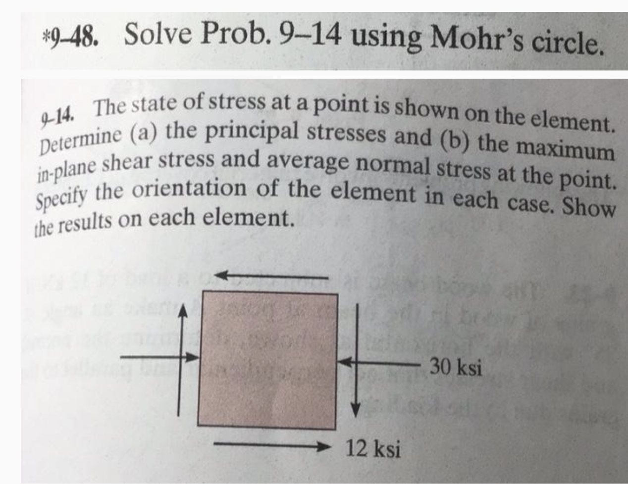 * 9 - 4 8 . Solve Prob. 9 - 1 4 using Mohr's