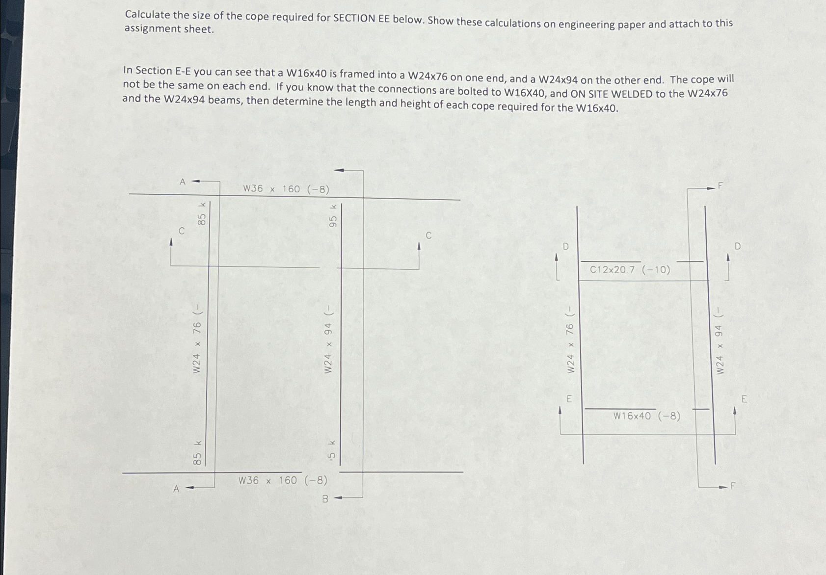 Calculate the size of the cope required for