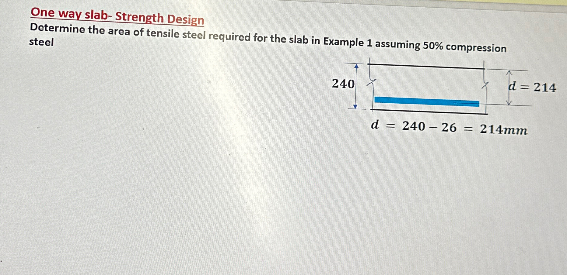 One way slab - Strength Design Determine the area
