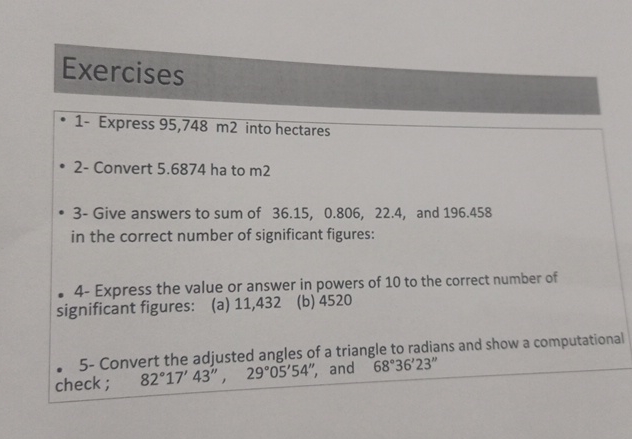 Exercises 1 - Express 9 5 , 7 4 8 m 2 into