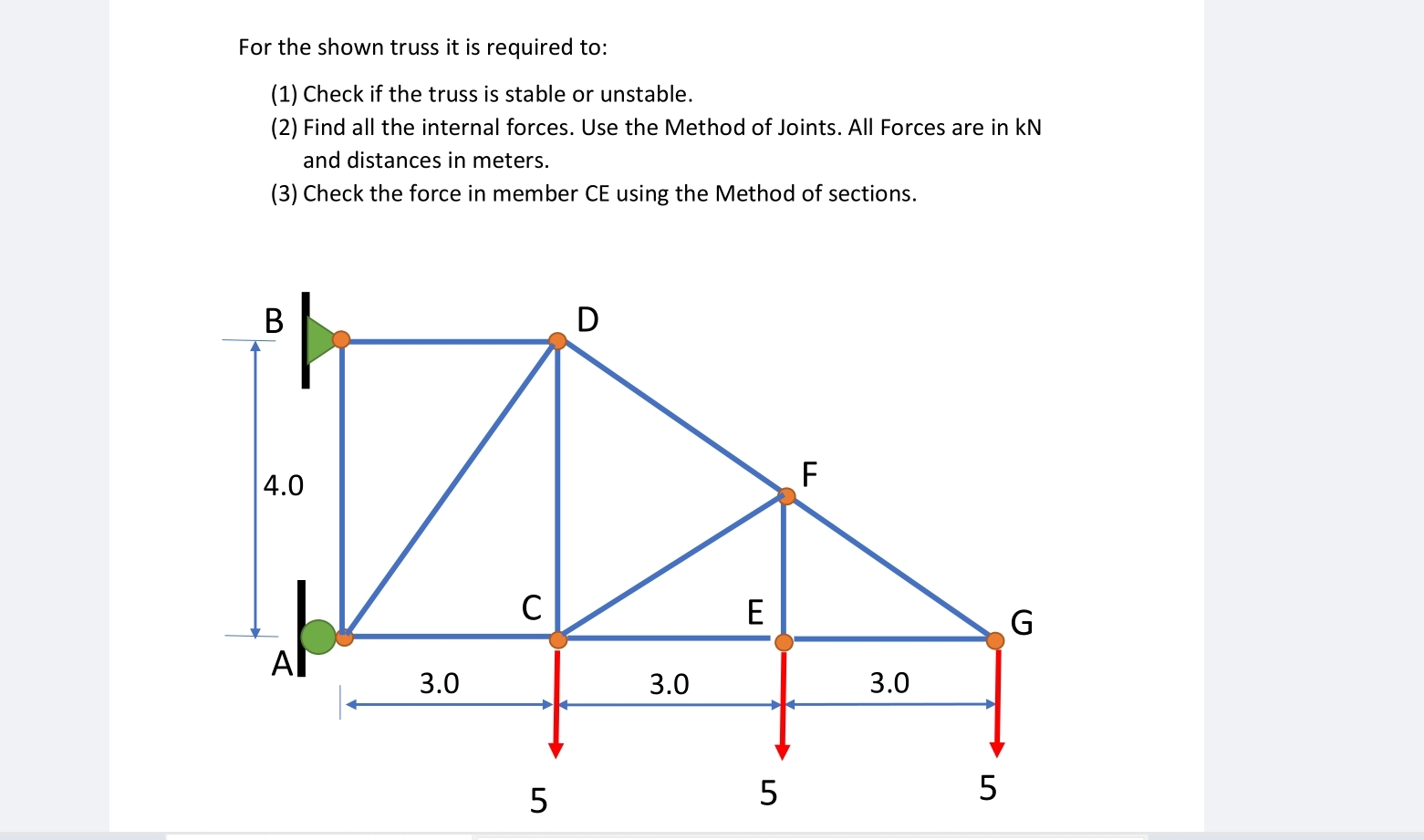 For the shown truss it is required to: ( 1 )