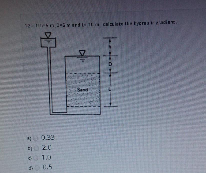 1 2 - If h = 5 m , D = 5 m and L = 1 0 m .