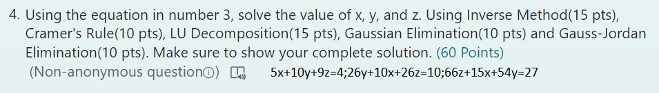 Using the equation in number 3 , solve the value