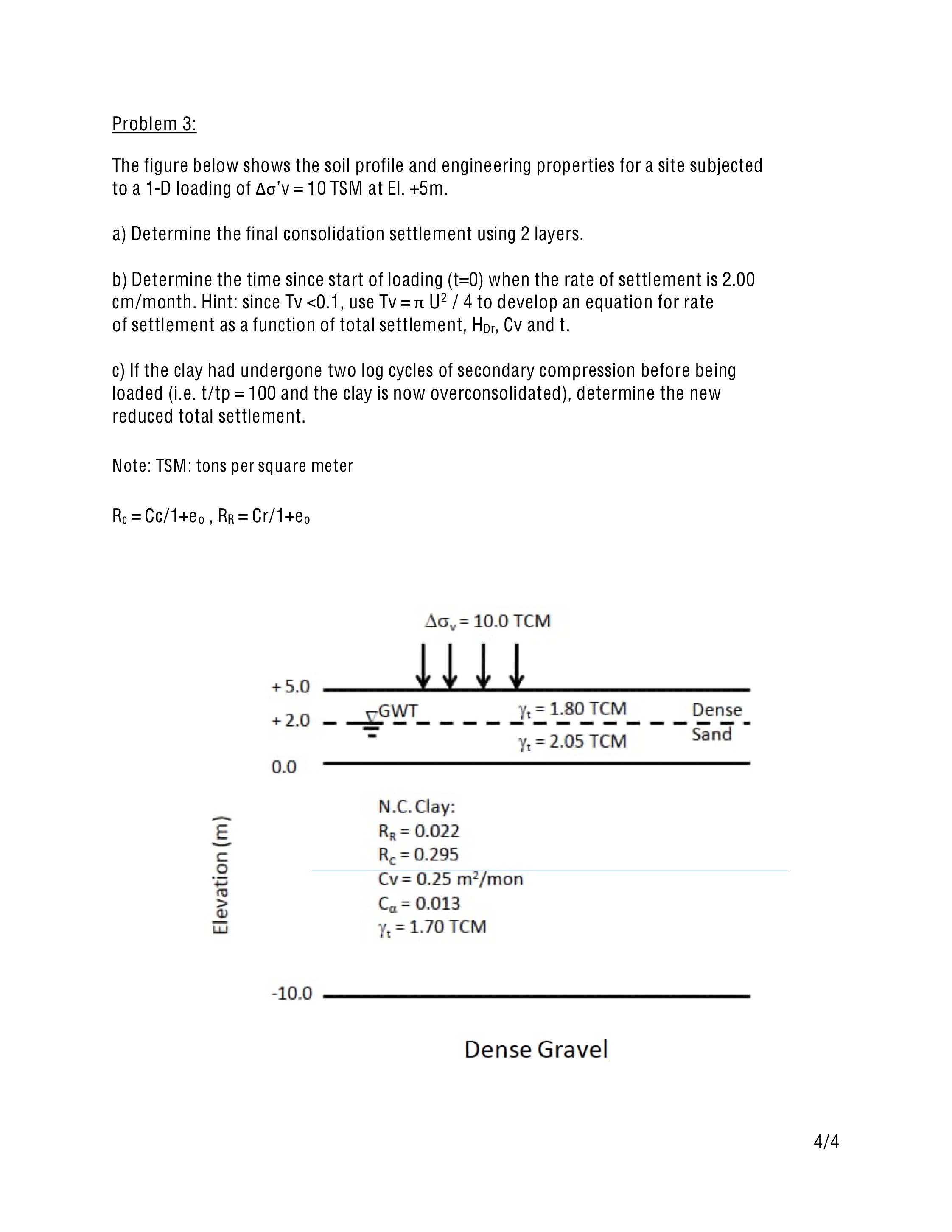 Problem 3 : The figure below shows the soil