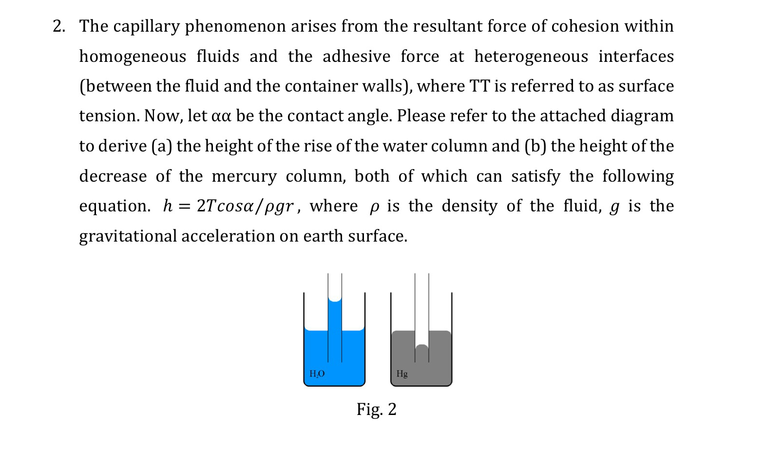 The capillary phenomenon arises from the