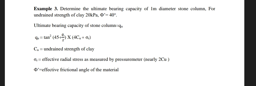 Example 3 . Determine the ultimate bearing