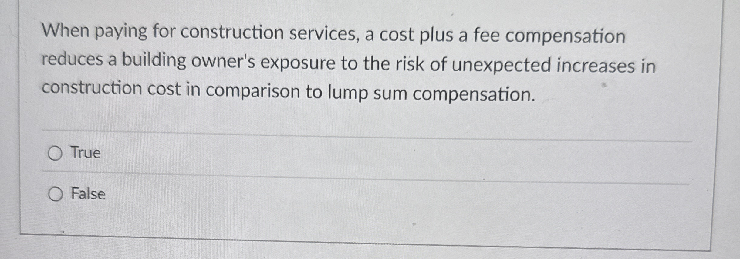 When paying for construction services, a cost