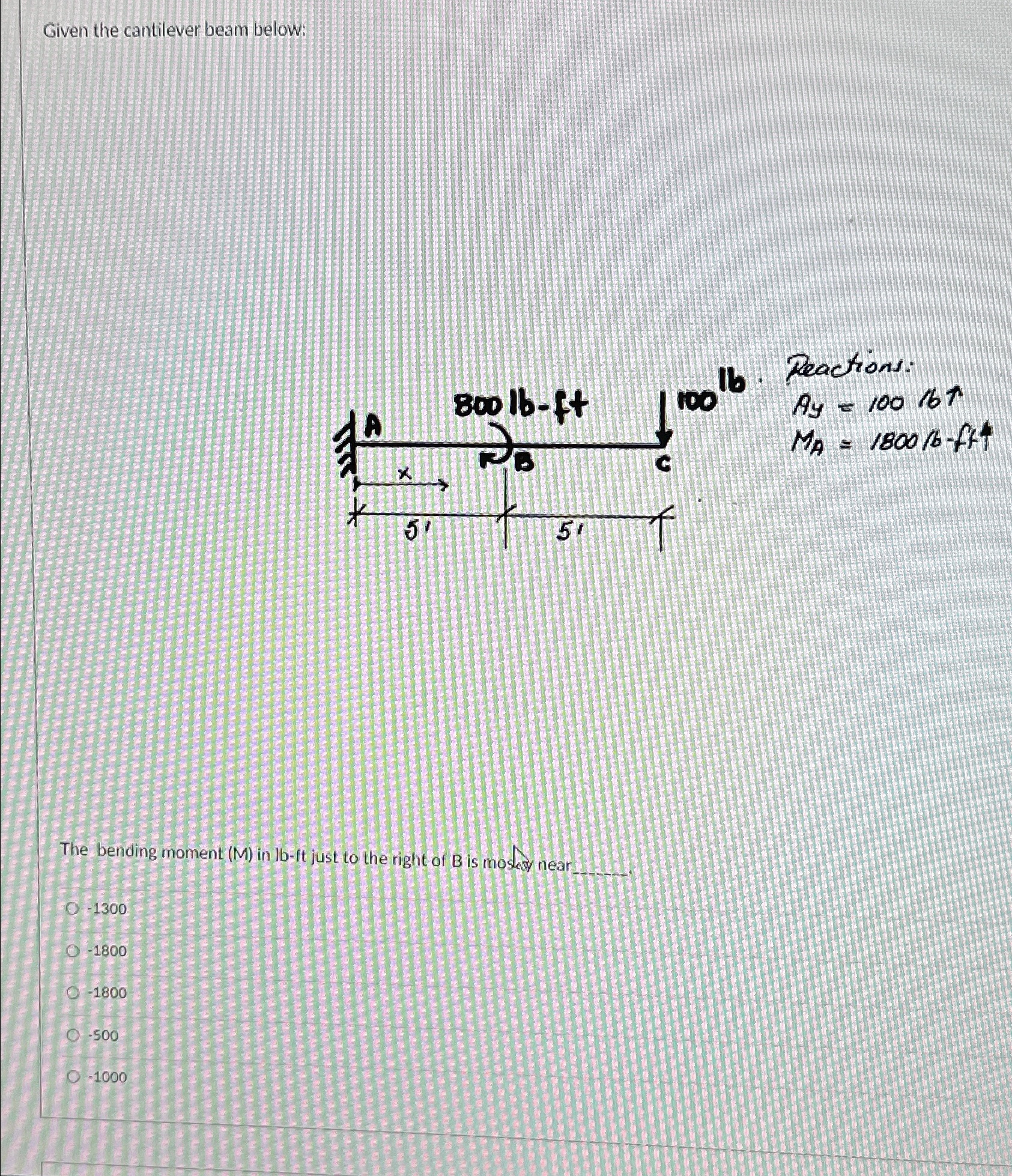 Given the cantilever beam below: D 1 6 .