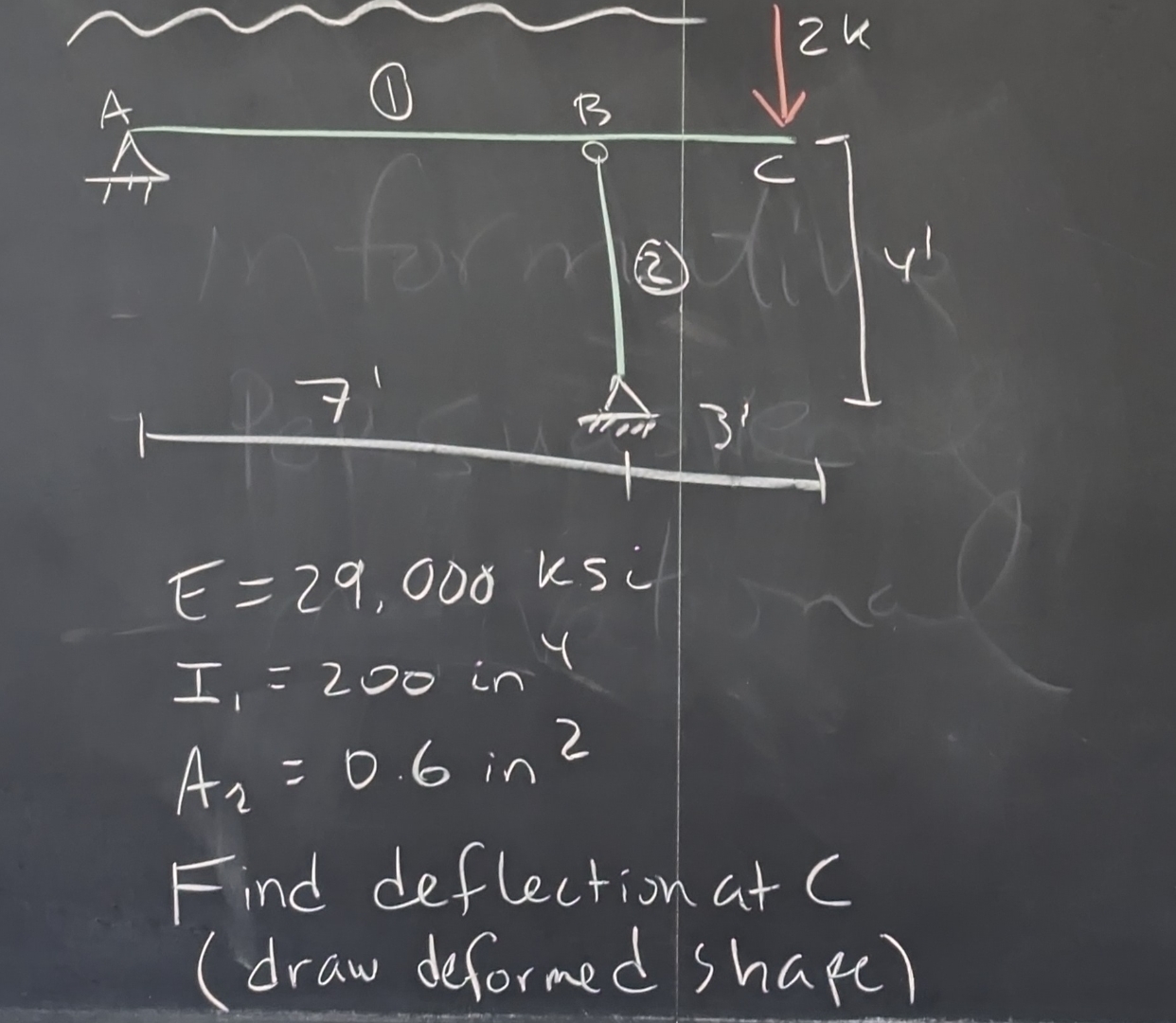 E = 2 9 , 0 0 0 ksi I 1 = 2 0 0 i n 4 A 2 = 0 . 6