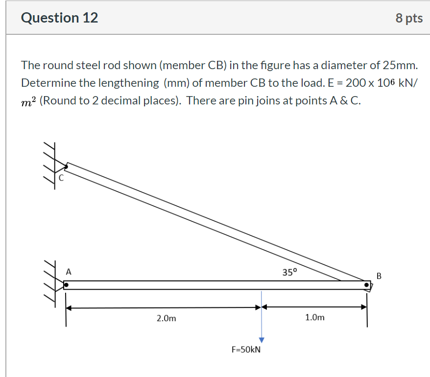 The round steel rod shown ( member CB ) in the