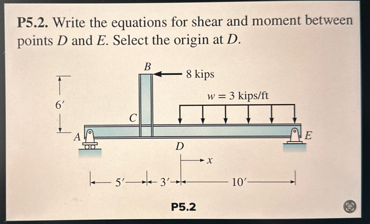 P 5 . 2 . Write the equations for shear and
