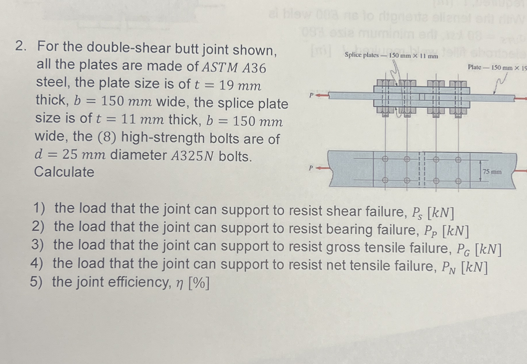For the double - shear butt joint shown, all the