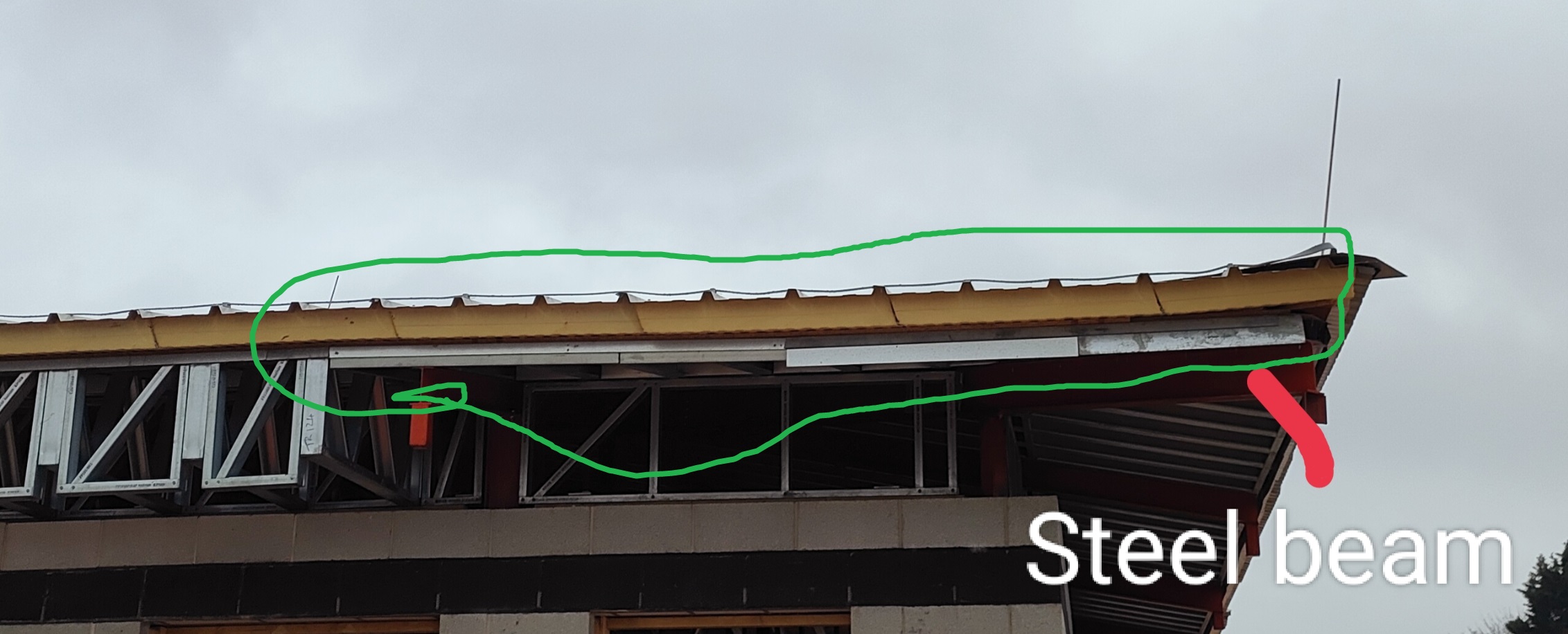 Can you find why there is a bending on the roof