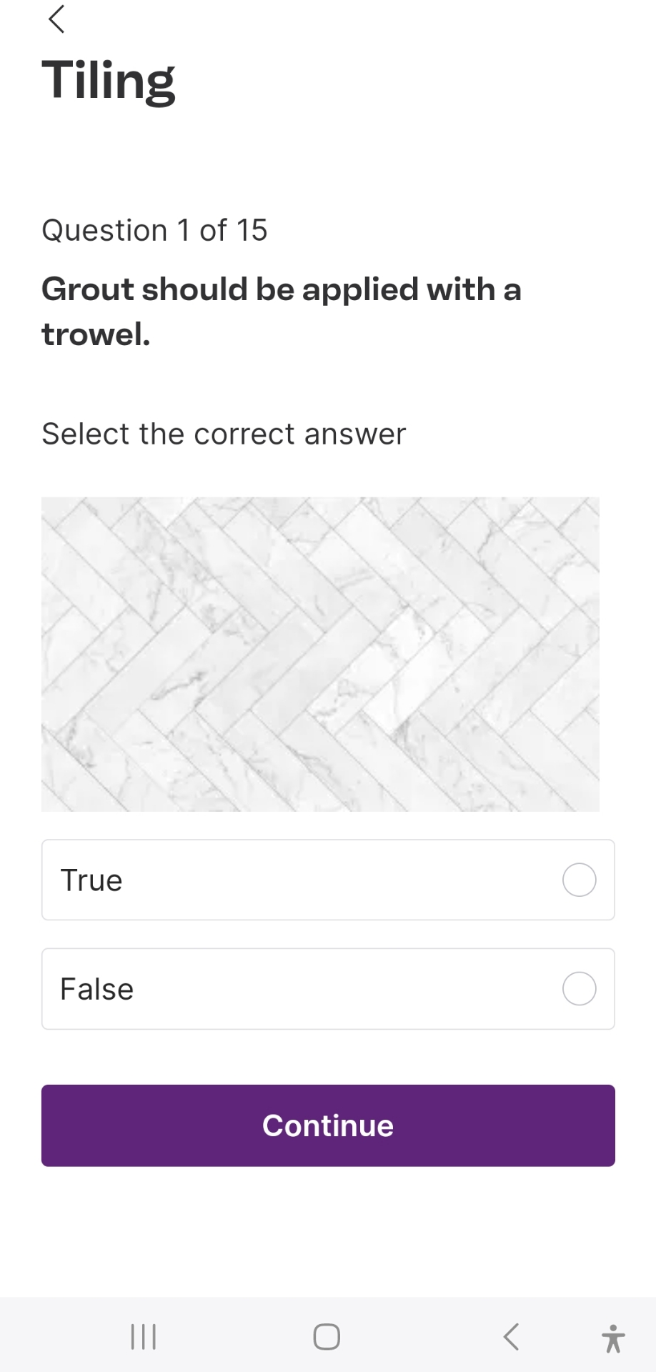 Tiling Question 1 of 1 5 Grout should be applied