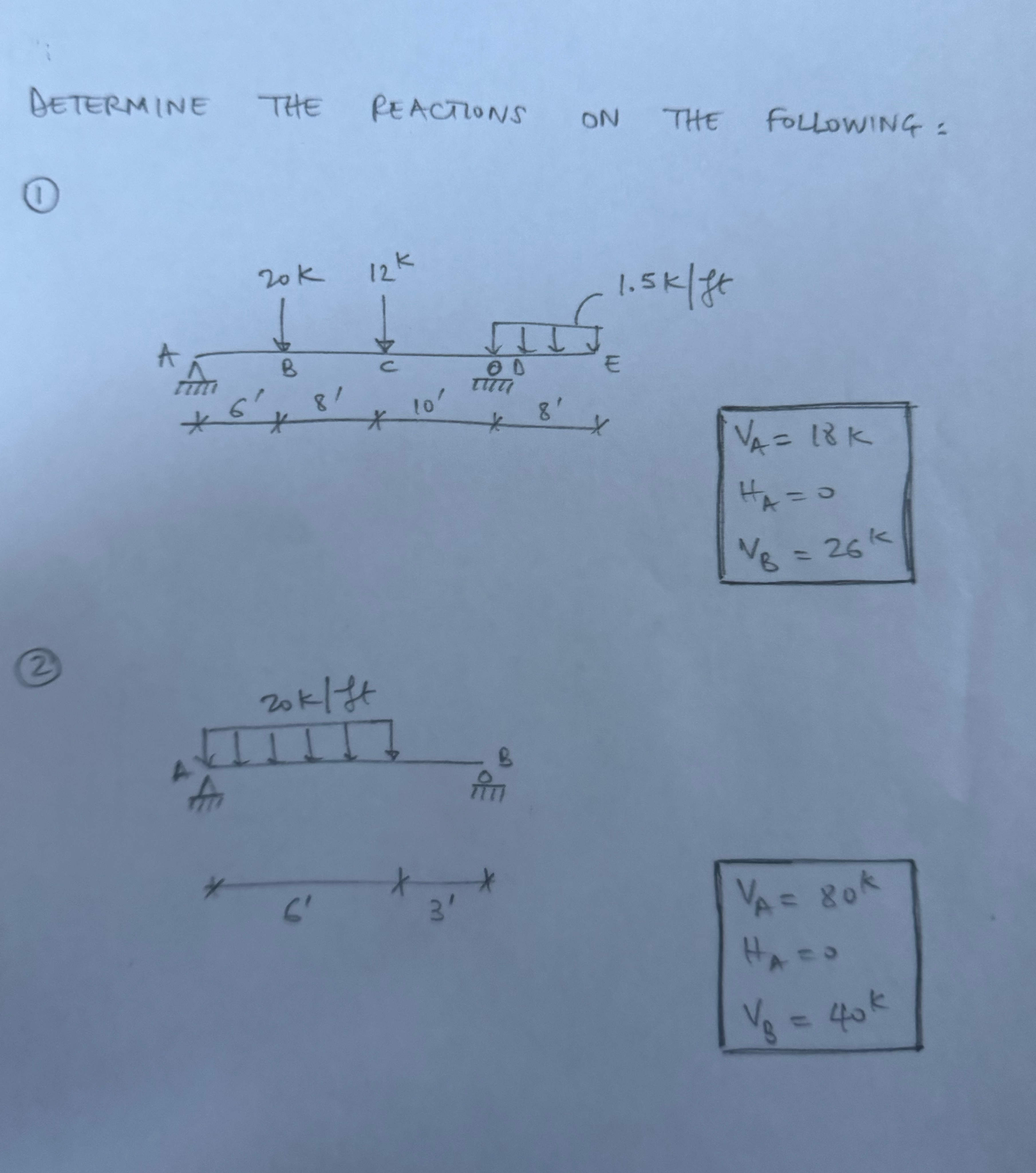 DEtermine tHE ReActions ON THE FOLLOWING: ( 1 ) k