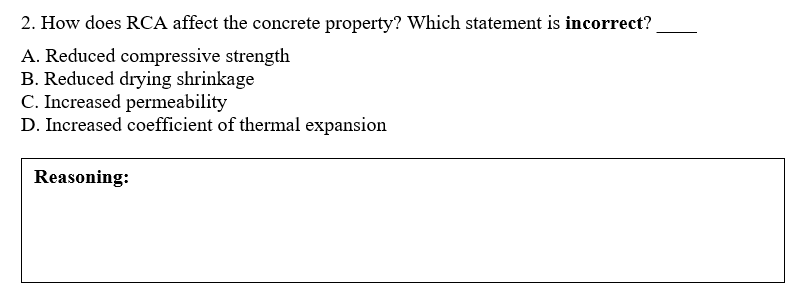 How does RCA affect the concrete property? Which