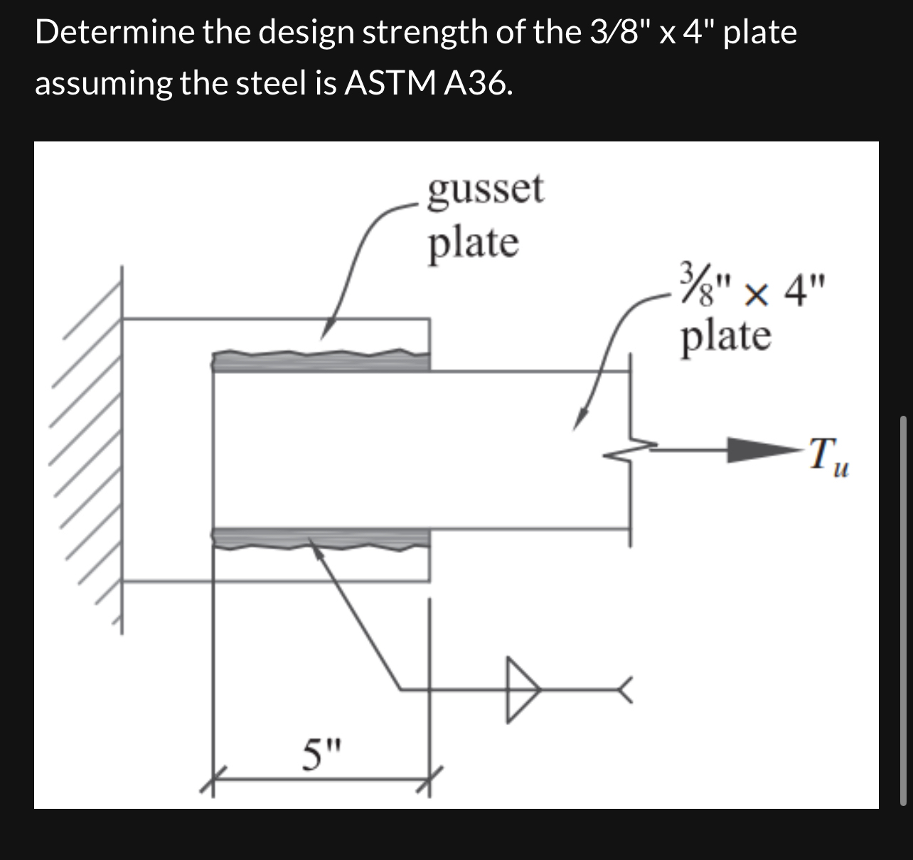 Determine the design strength of the 3 8 ' ' x 