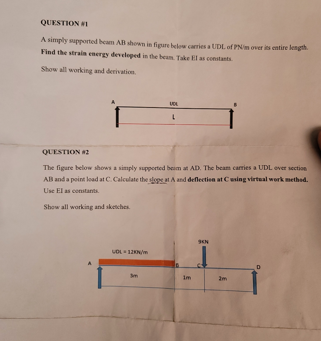 QUESTION # 1 A simply supported beam A B shown in