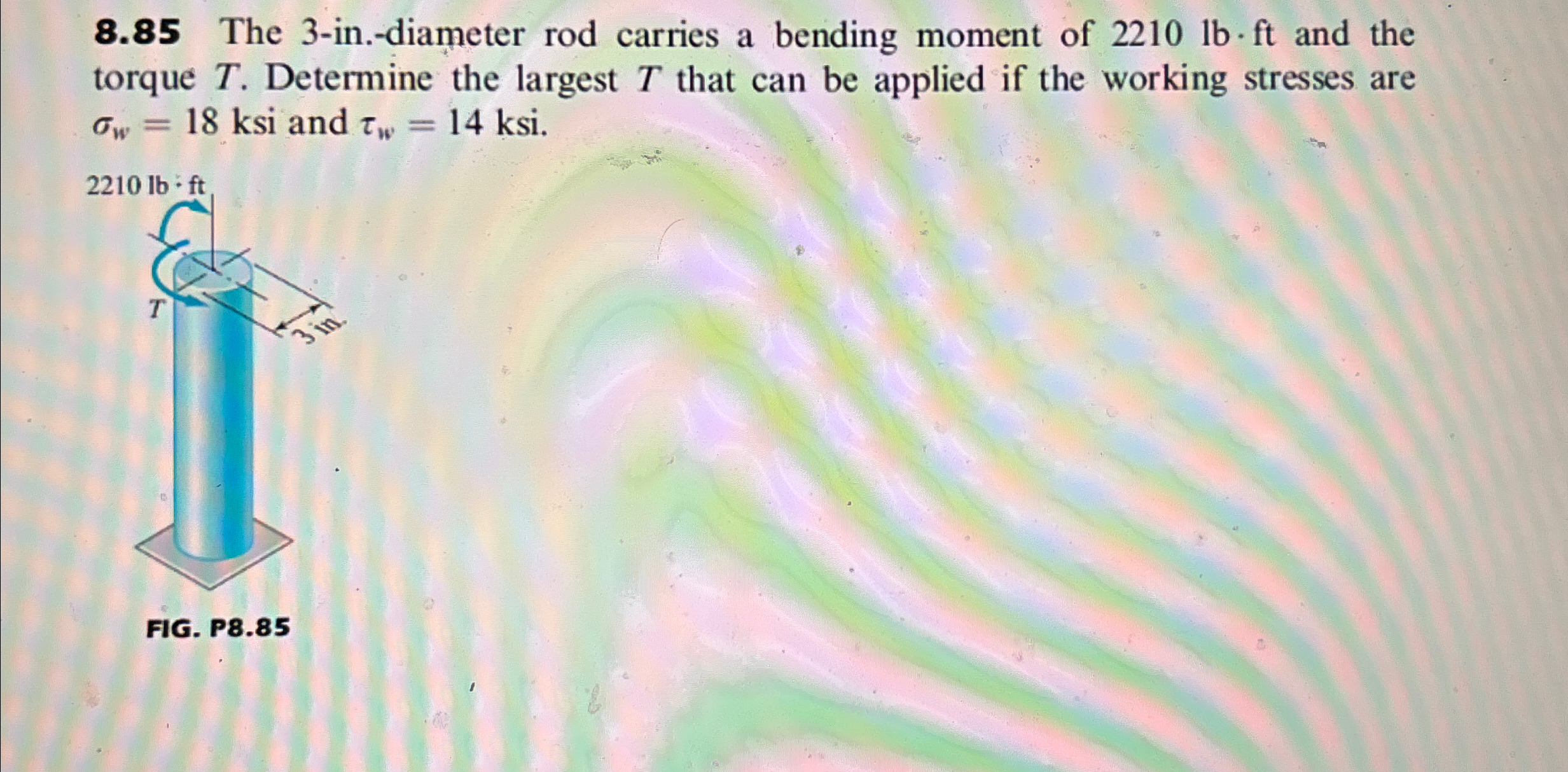 8 . 8 5 The 3 - in . - diameter rod carries a