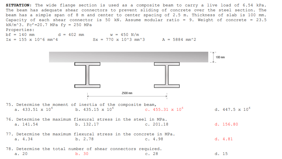 SITUATION: The wide flange section is used as a