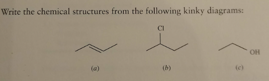 Write the chemical structures from the following