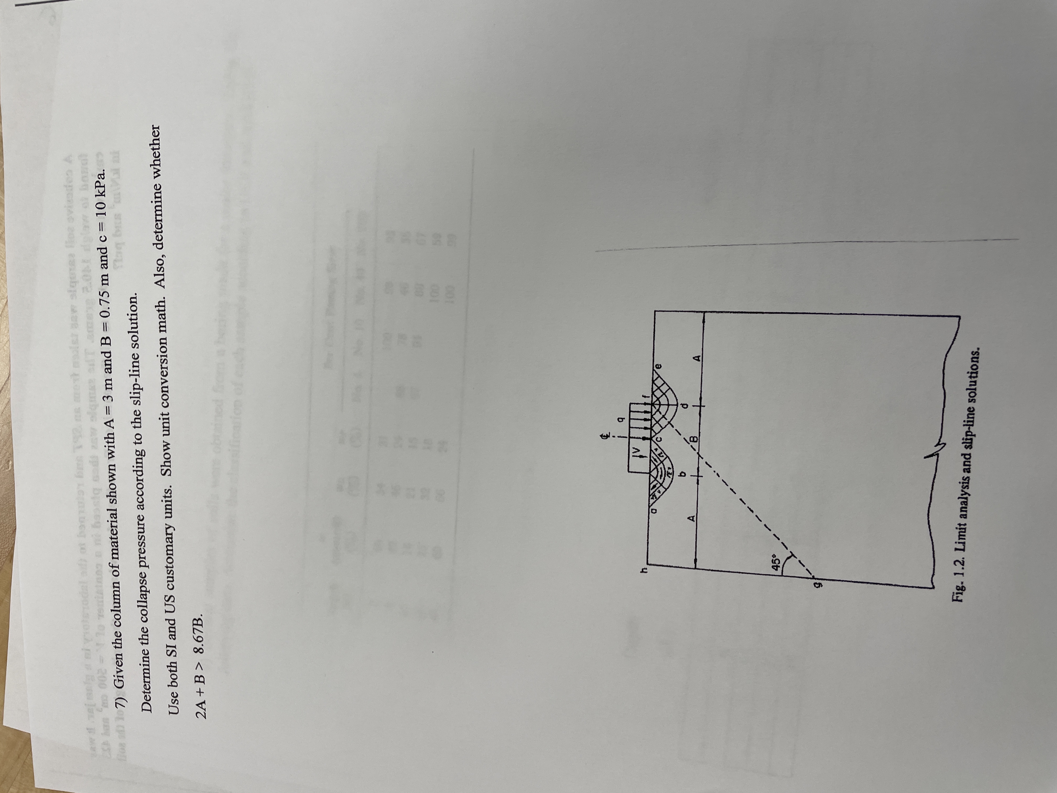 Given the column of material shown with A = 3 m