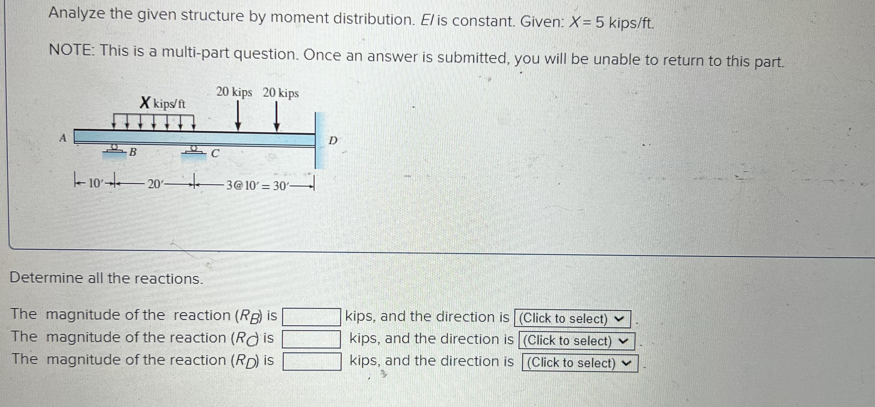Analyze the given structure by moment