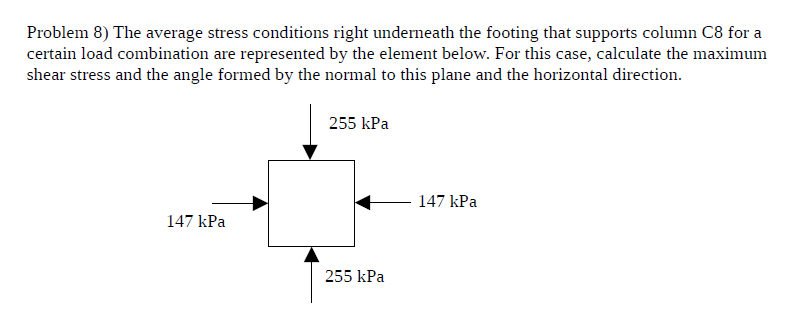Problem 8 ) The average stress conditions right