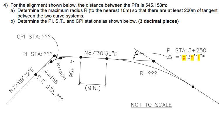 For the alignment shown below, the distance