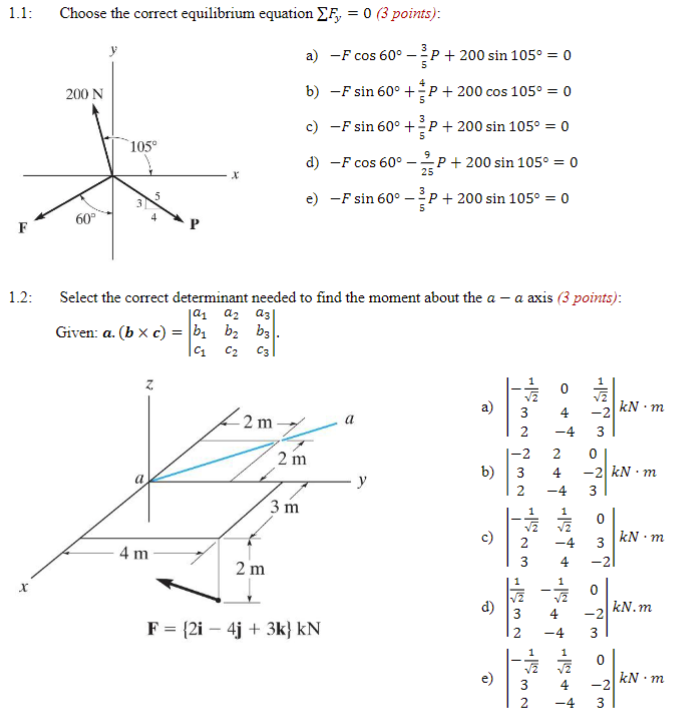 1 . 1 : Choose the correct equilibrium equation ?